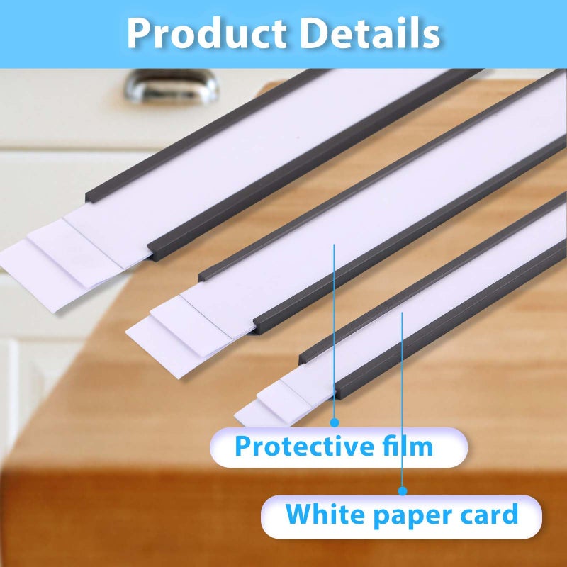 Eeoyu Magnetic Label Holders with Magnets Magnetic Data Card Holders with Clear Plastic Protectors for Metal Shelf  Whiteboard  Set of 50 (0.5 x 4 Inch) - Image 5